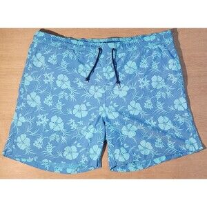 Brooks Brothers Size Large Blue Hawaiian Floral Tropical Lined Swim Shorts